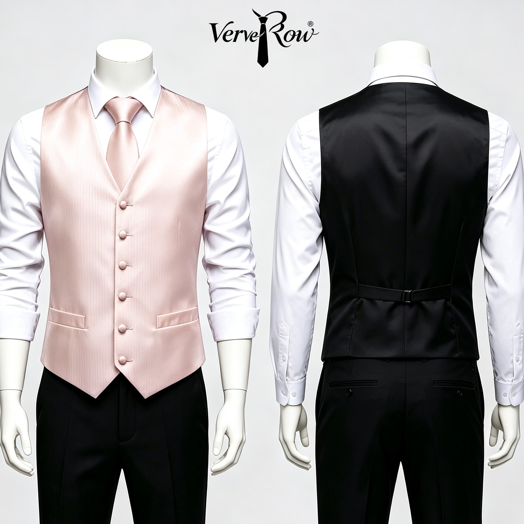 Formal Vest Waistcoat - VERVEROW Solid Champagne Men Suit Vest