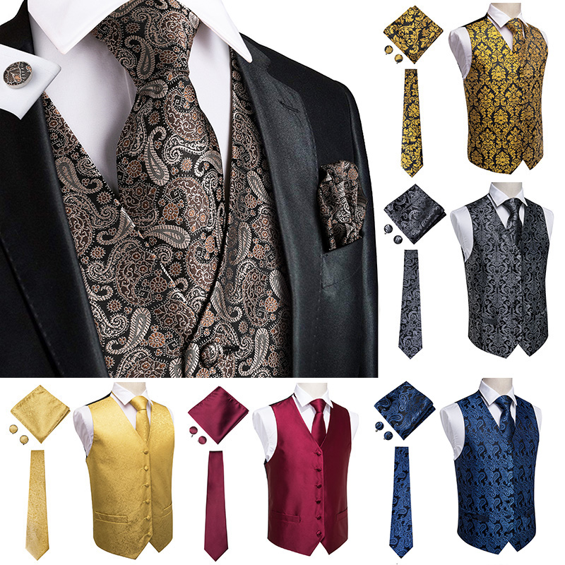 Formal Vest Waistcoat - Hi-Tie Black Luxury Paisley Men's Vest