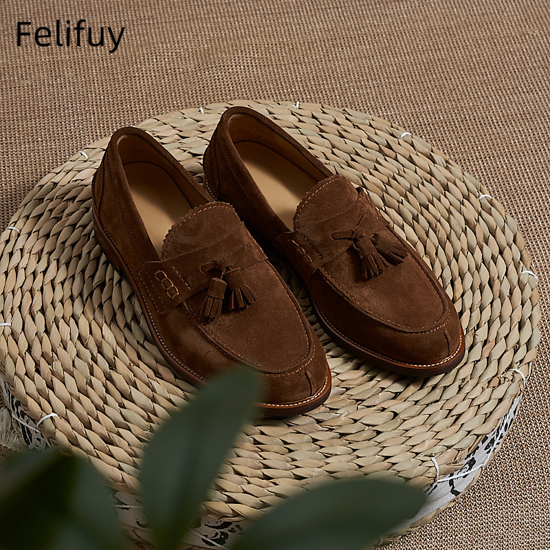 Men'S Formal Wear - New Brown Men Flat Loafers Cow