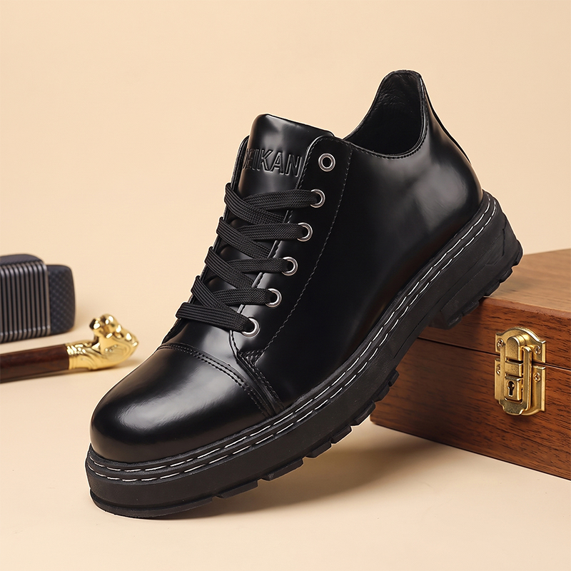 Men'S Formal Wear - Men Black Lace‑up Leather Shoes Thick