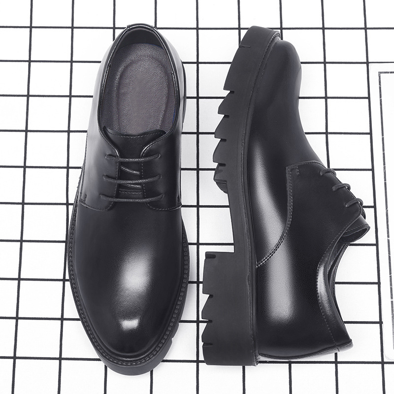 Men'S Formal Wear - Mens Black Leather Lace Up Dress