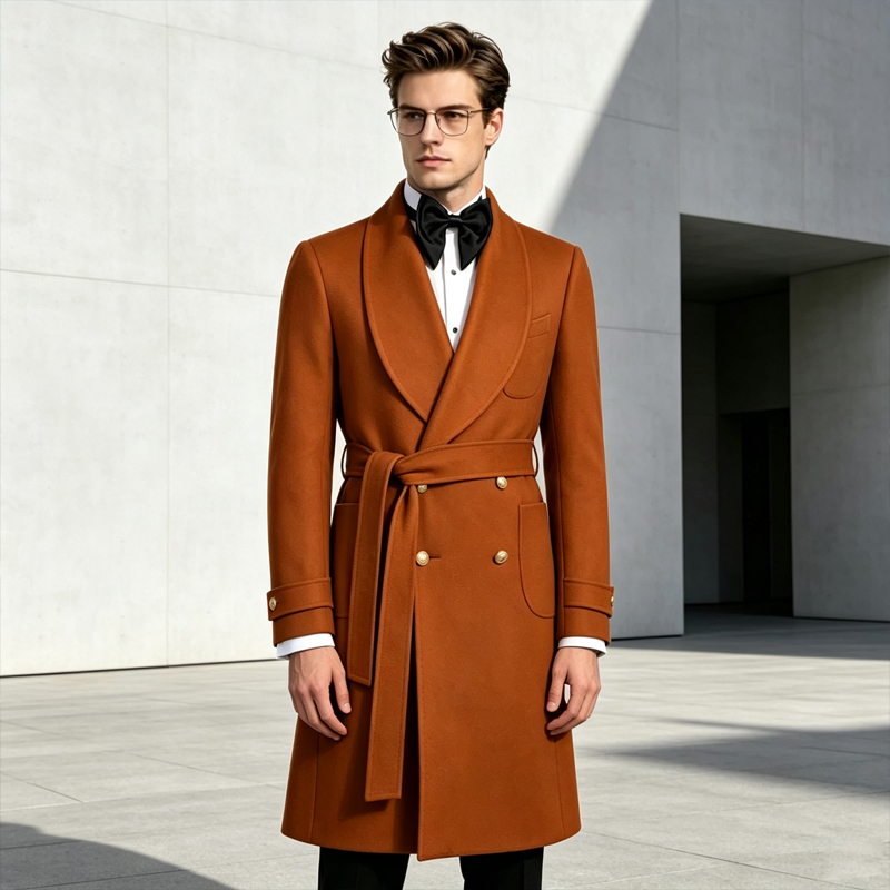 Men'S Formal Wear Belt - Luxury Men Wool Blend Overcoat Shawl