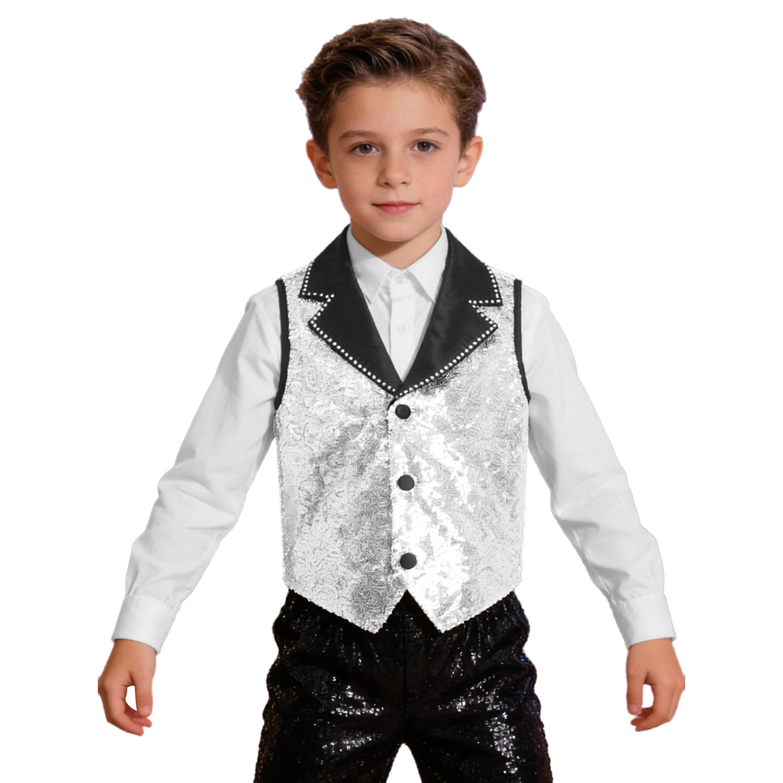 Boys Girls Vest Shiny Sequin S - Formal Vest Waistcoat review and price