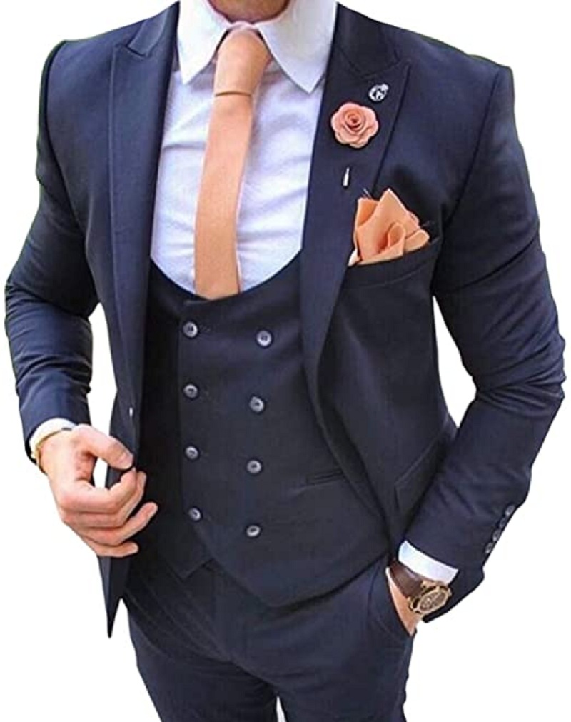 Navy Blue Men's Suits 3 Pcs Co - Formal Men Party Wear Jacket review and price