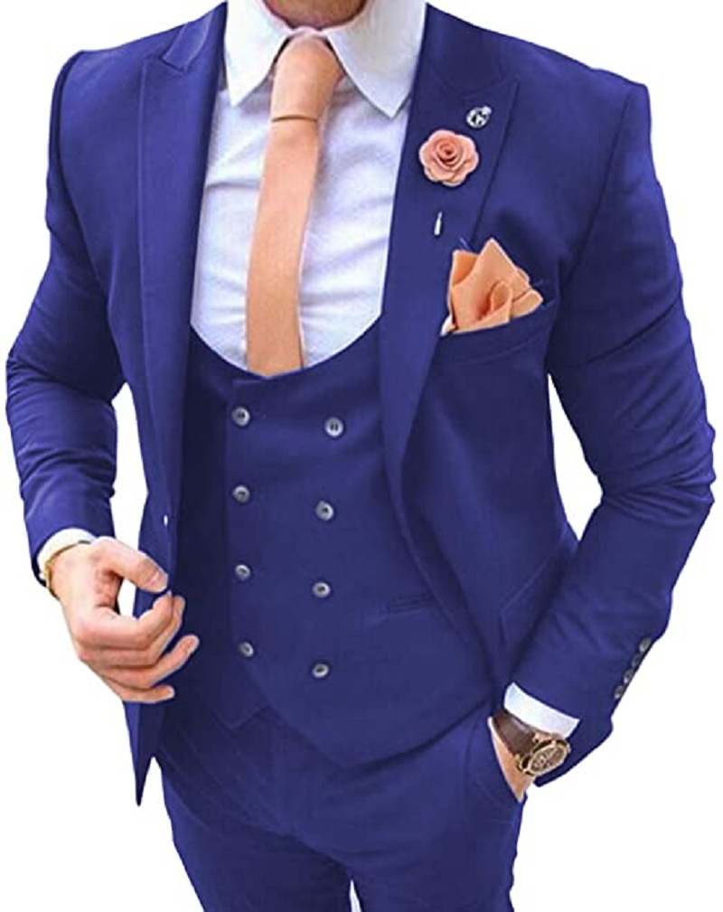 Navy Blue Men's Suits 3 Pcs Co - Formal Men Party Wear Jacket review and price
