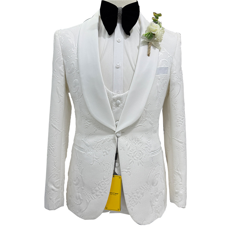 Men Wedding Suit White 3 Piece - Formal Men Party Wear Jacket review and price