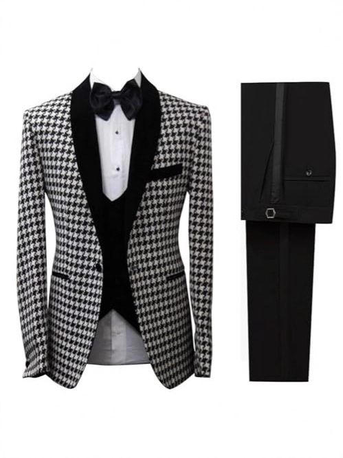 Elegant Houndstooth Plaid  Cus - Men Formal Wear Clothes review and price