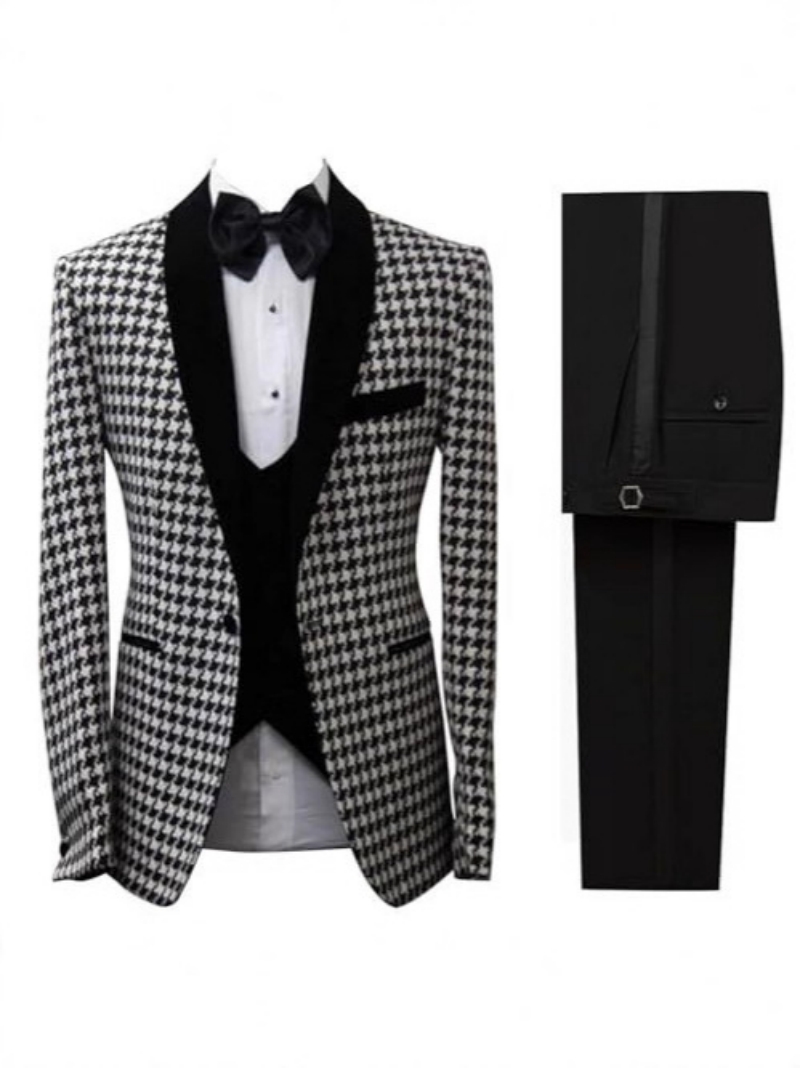Elegant Houndstooth Plaid  Cus - Men Formal Wear Clothes review and price