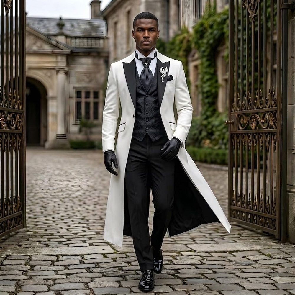 3 Pieces Long Wedding Suits fo - Formal Men Party Wear Jacket review and price