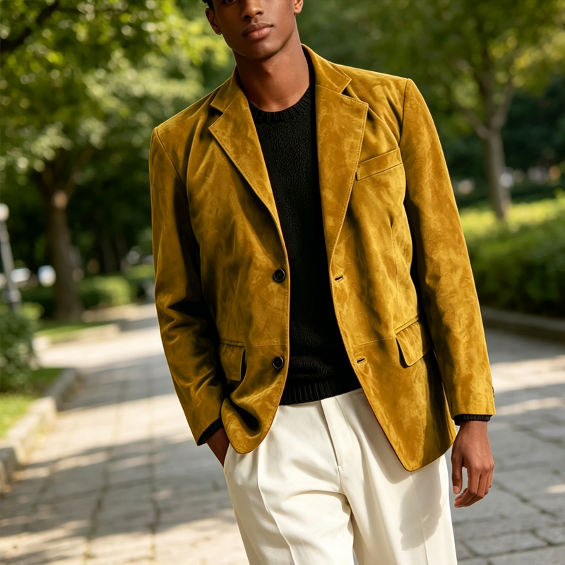 Retro Men Faux Suede Blazer No - Formal Men Party Wear Jacket review and price