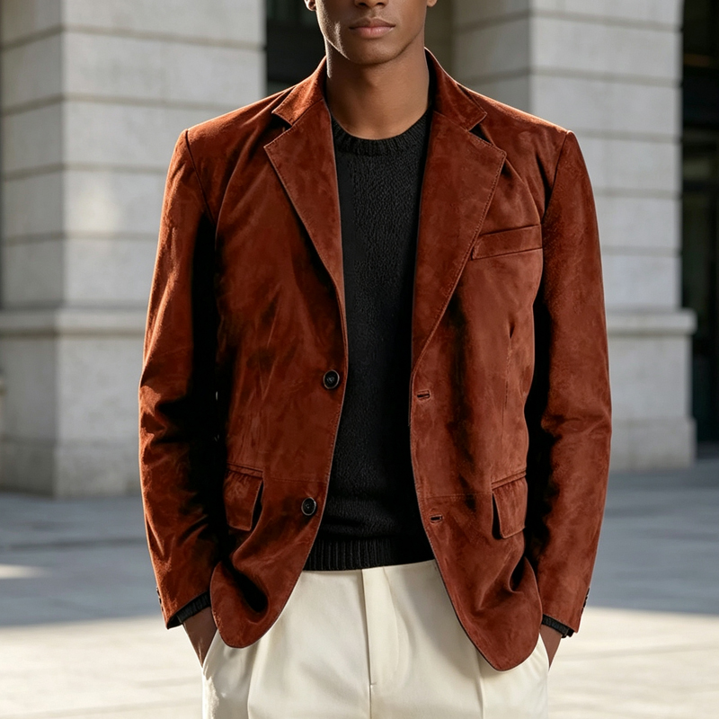 Retro Men Faux Suede Blazer No - Formal Men Party Wear Jacket review and price
