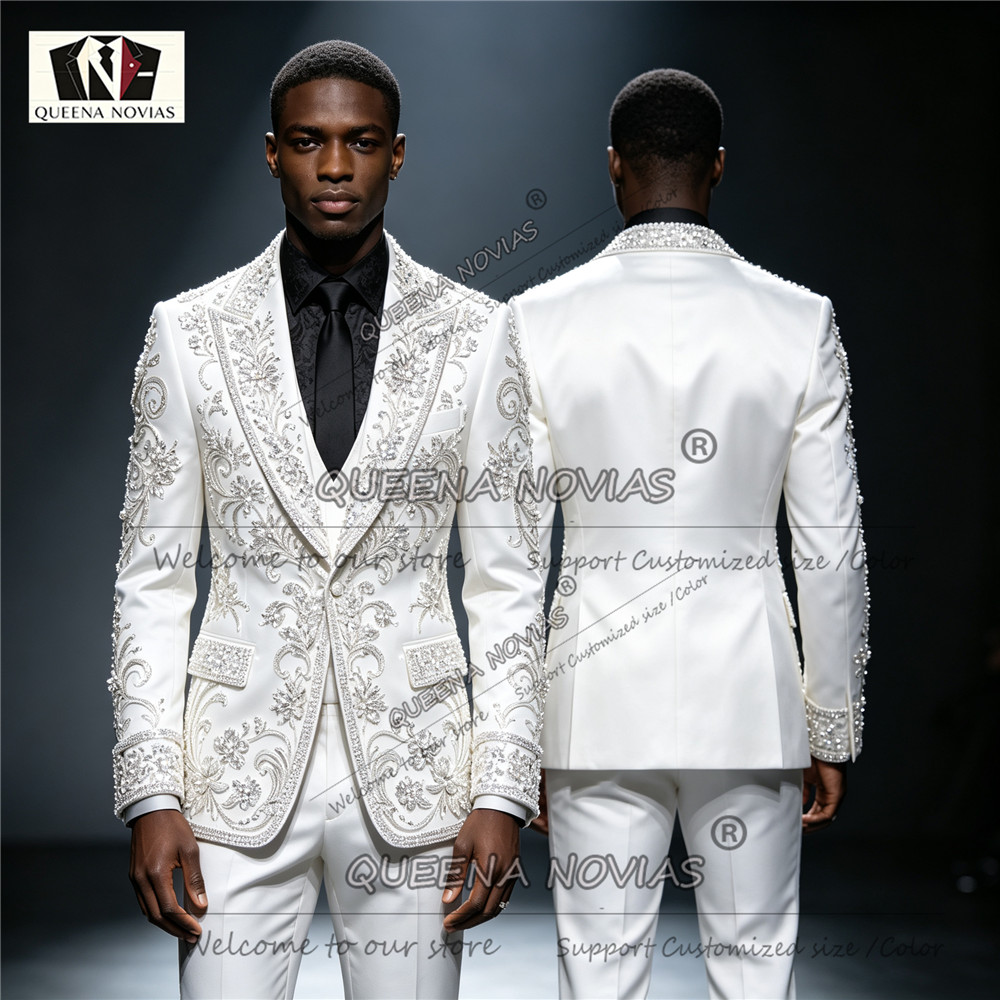 Sparkly Diamond Beading Suits  - Men Formal Wear Clothes review and price