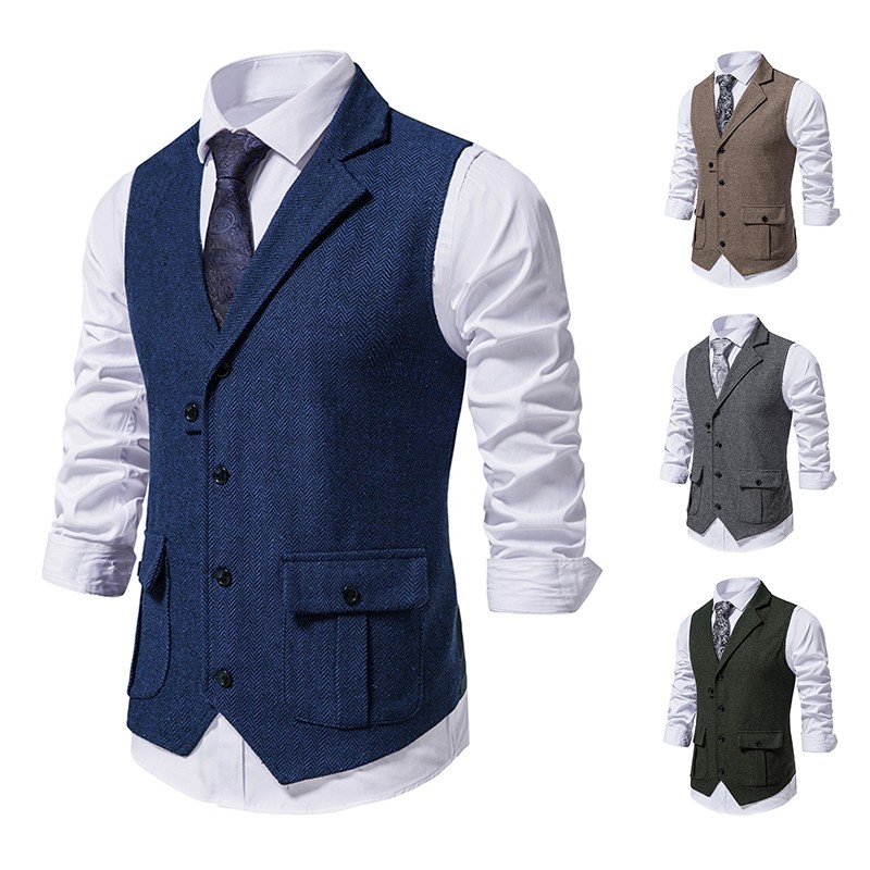Men Suit Vest Herringbone Fabr - Formal Vest Waistcoat review and price