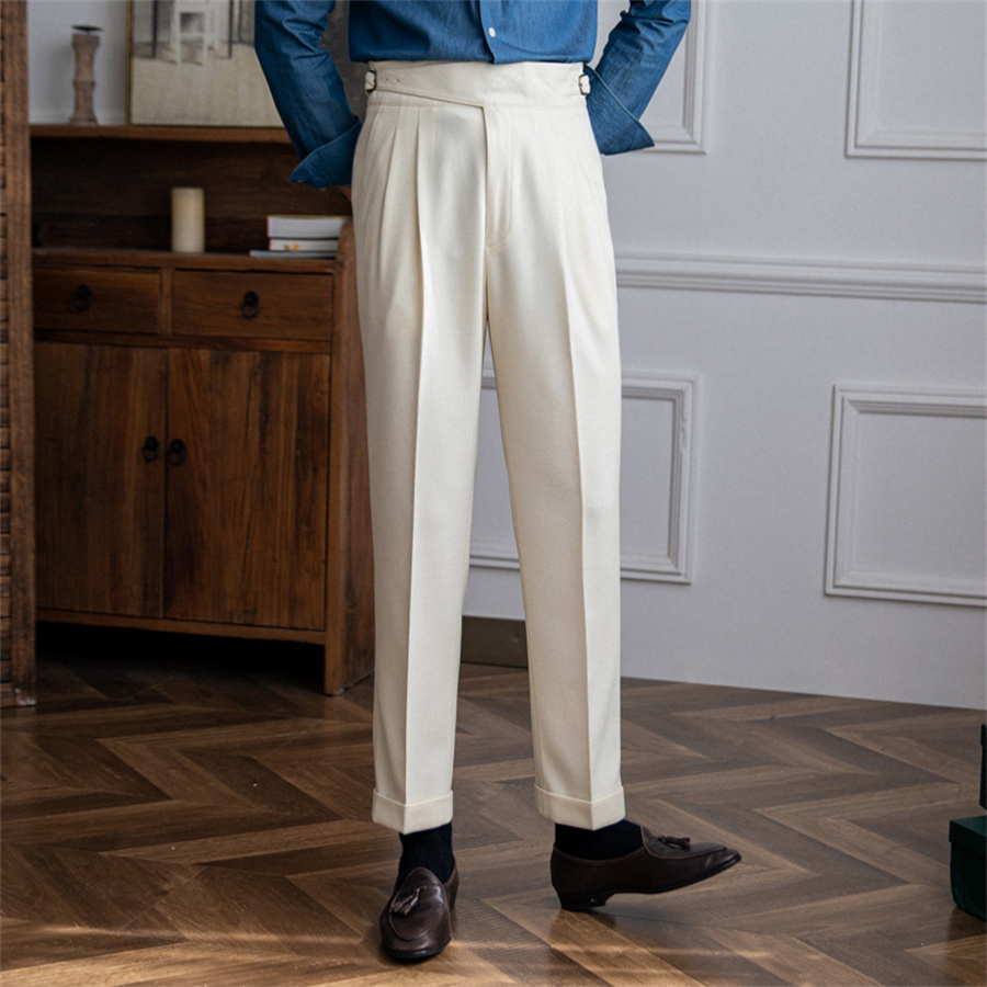 Men Solid Color Suit Trousers  - Men'S Formal Wear Belt review and price
