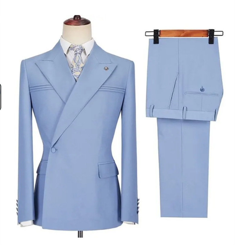 Blue Autumn Men Suit Set 2 Pcs - Men Formal Wear Purple review and price