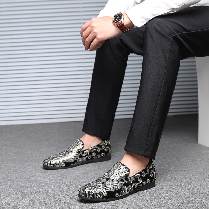 Men Velvet Loafers With Gold E - Men'S Formal Wear Slippers review and price